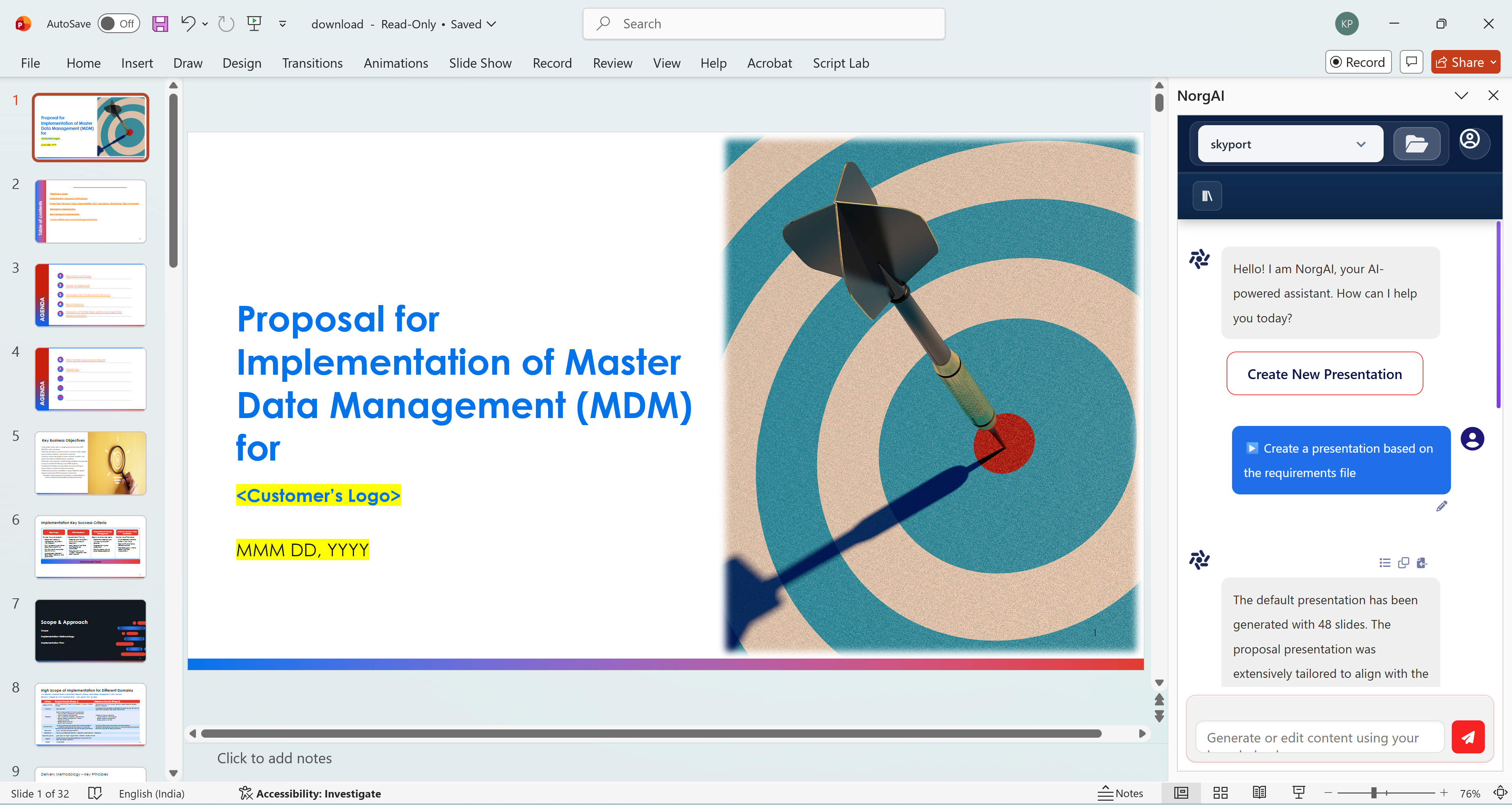 NorgAI PowerPoint Plugin Screenshot